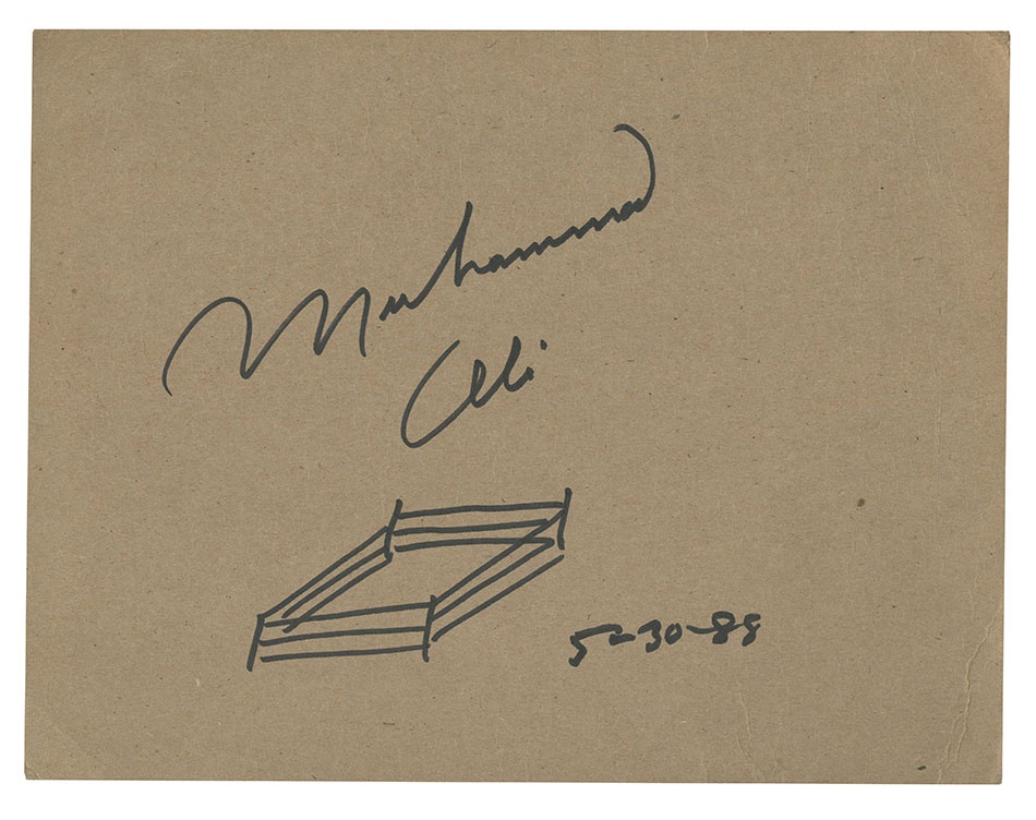 Enormous Muhammad Ali Signature and Ring Drawing