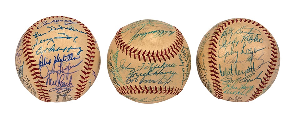 Red Schoendienst Collection Part II - Three Milwaukee Braves Team Signed Baseballs