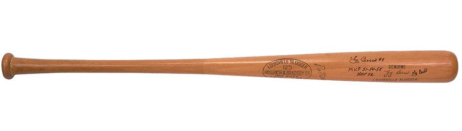 Baseball Equipment - 1950s Yogi Berra Signed, Game-Used Bat