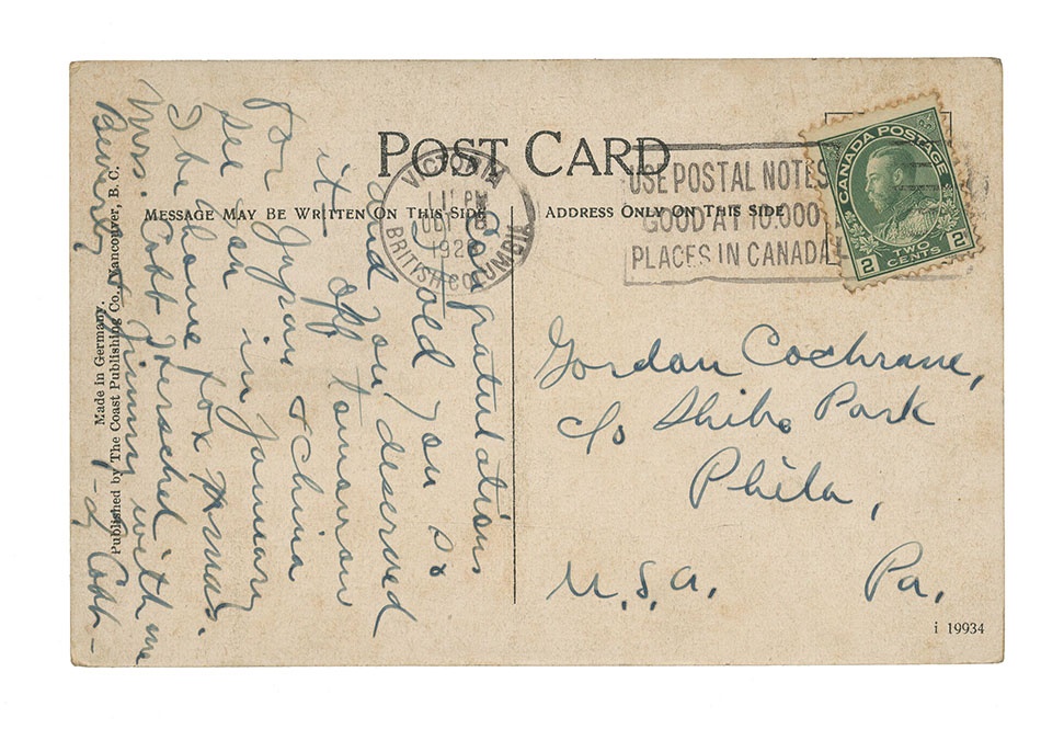 The Mickey Cochrane Collection - 1928 Ty Cobb Signed Postcard To Mickey Cochrane