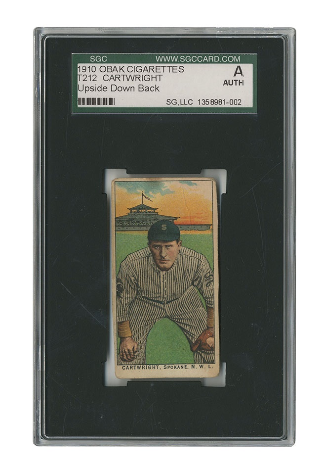 Sports and Non Sports Cards - 1910 T212 Obak Cartwright With Extreme Miscut Back