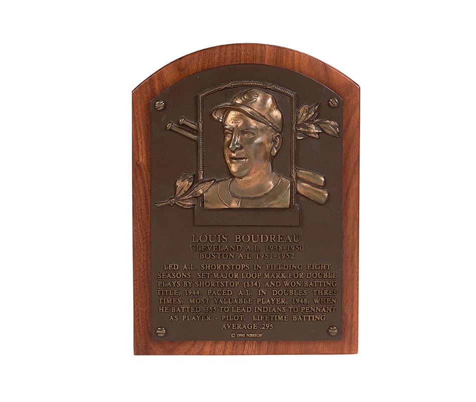 Baseball Rings and Awards - Lou Boudreau's National Baseball Hall of Fame Presentational Plaque