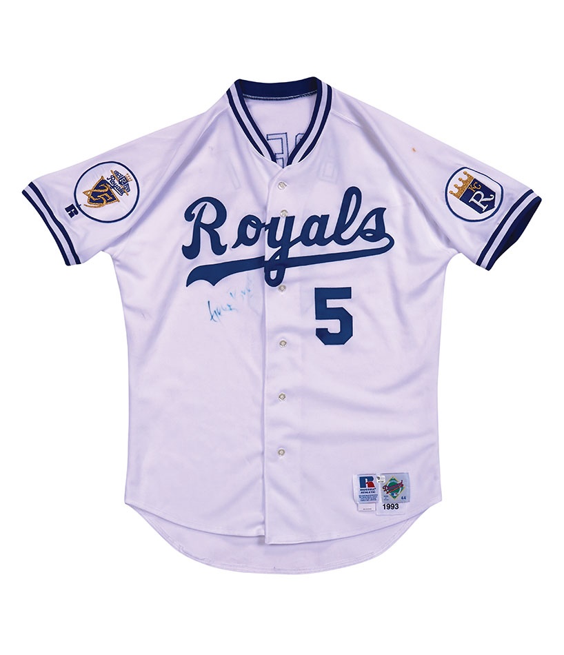 - 1993 George Brett Signed Game Worn Royals Home Jersey
