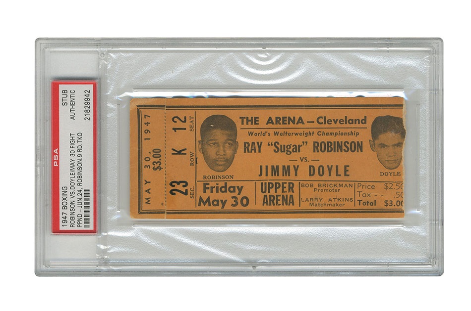 Muhammad Ali & Boxing - Robinson Vs. Doyle Stubless Ticket (1947)