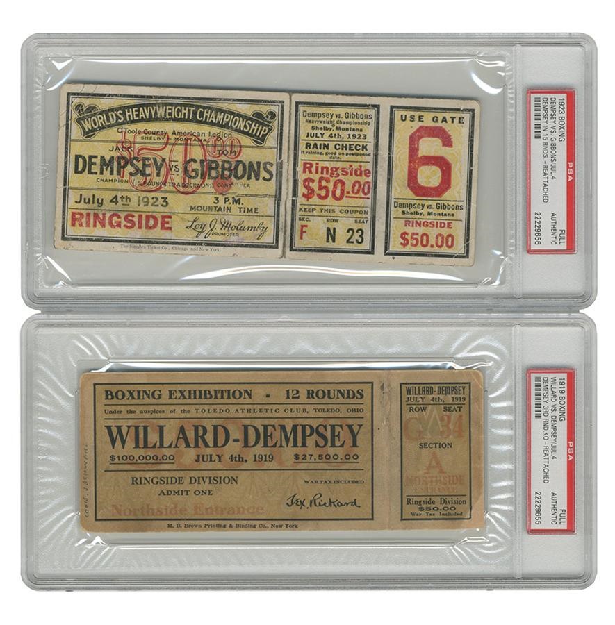 Jack Dempsey Full Ticket Lot of Two (Willard & Gibbons)