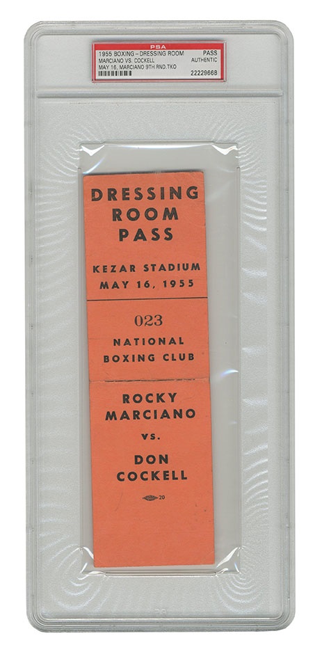 Muhammad Ali & Boxing - Marciano Vs. Cockell Dressing Room Pass