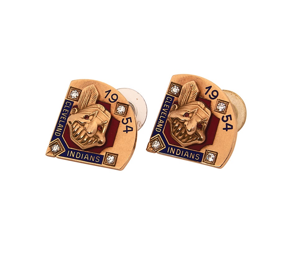 Baseball Rings and Awards - 1954 Cleveland Indians American League Champions Cufflinks/Earrings