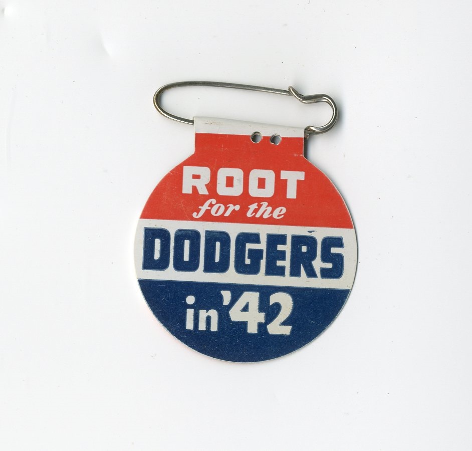 Root For The Dodgers in '42 Tip Top Bread Pin