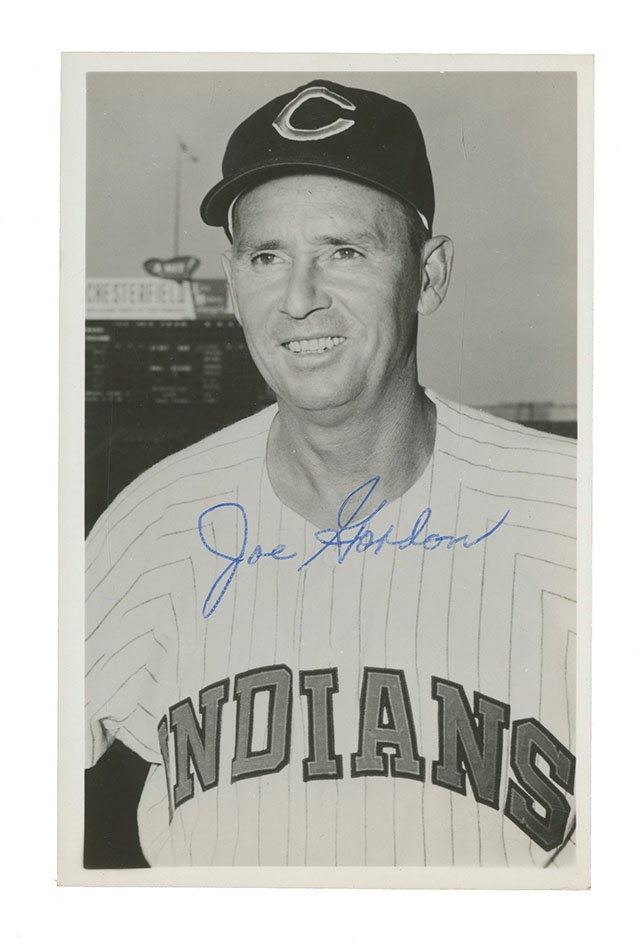 Joe Gordon Signed Cleveland Indians Postcard