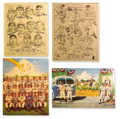 Baseball Memorabilia - Negro League Signed Print Collection (4)