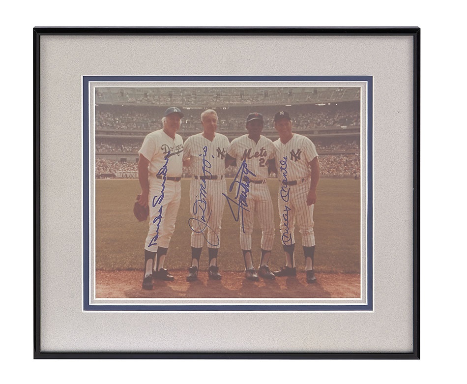 Baseball Autographs - Legendary Center Fielders Signed Photo With Mickey Mantle & Joe DiMaggio