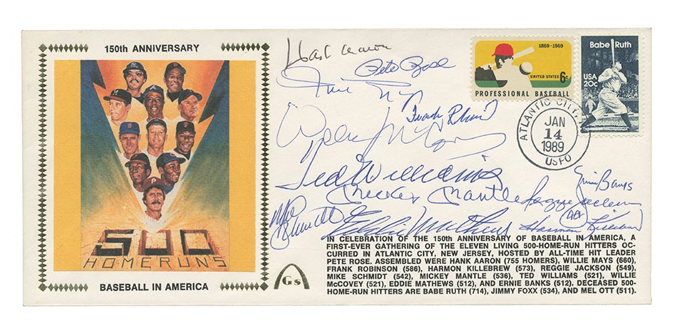 Baseball Autographs - 500 Home Run Club Signed First-Day Cover