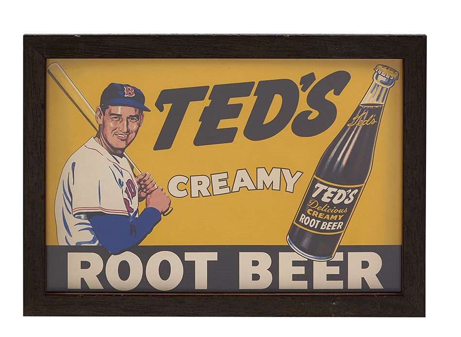 Boston Sports - Ted Williams "Ted's Creamy Root Beer" Counter Display