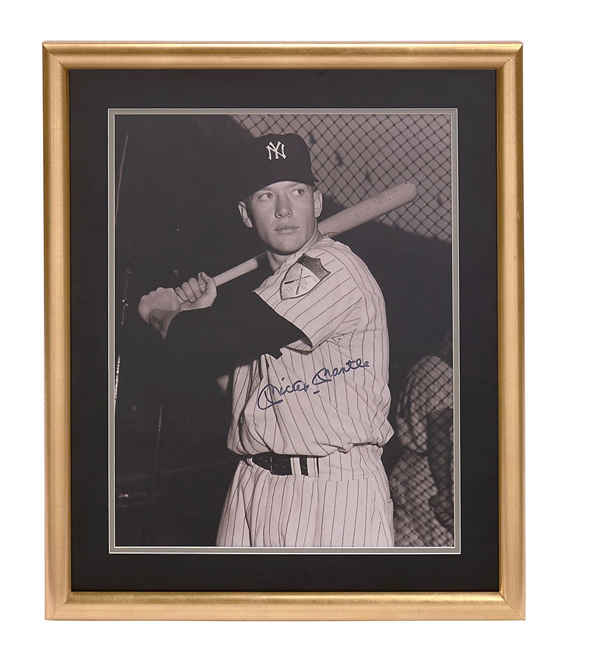 NY Yankees, Giants & Mets - Mickey Mantle Signed 16" x 20" Rookie Photo