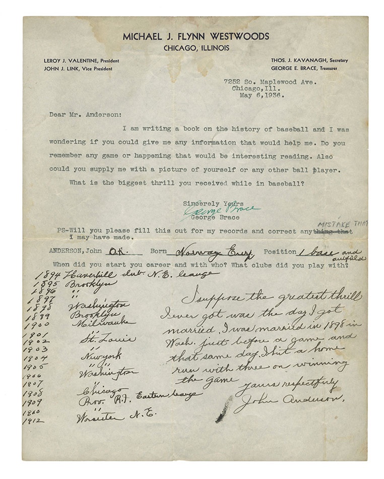 The George Brace Collection - John Anderson Letter