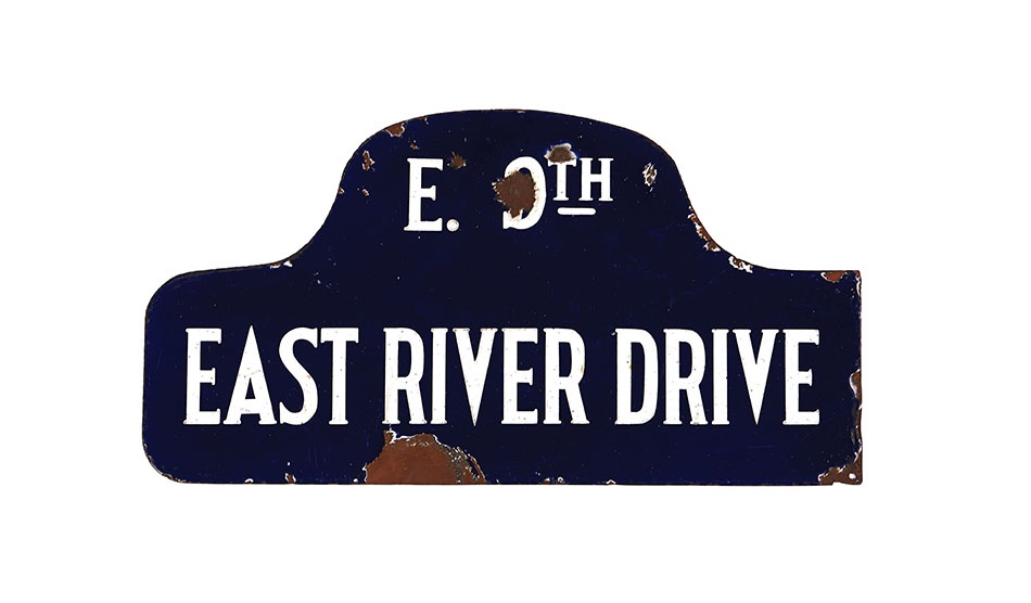 1934 East River "FDR" Drive Porcelain Street Sign