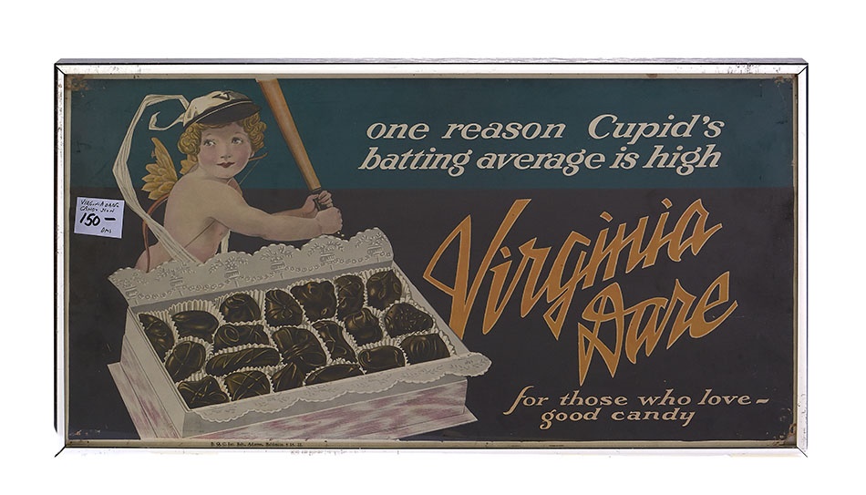 Baseball Memorabilia - 1910s Virginia Dare Baseball Trolley Sign