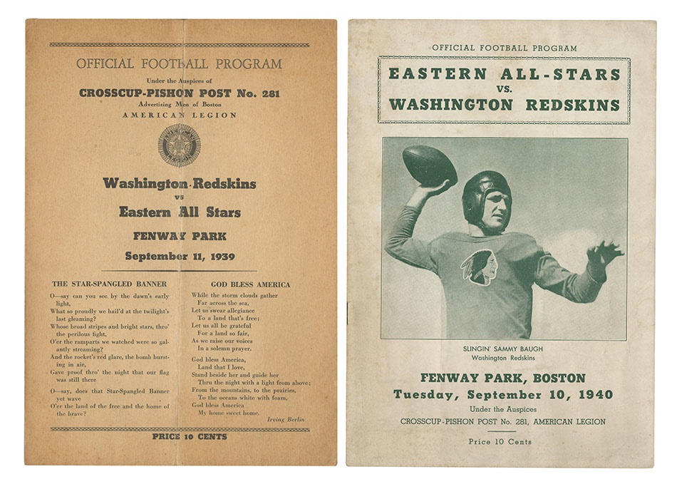 Football - Two Rare Washington Redskins Programs