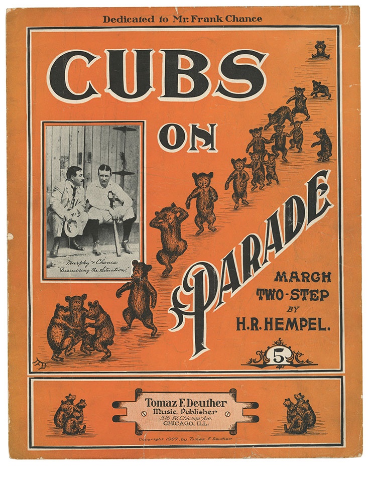 Baseball Memorabilia - 1907 "Cubs on Parade" Sheet Music