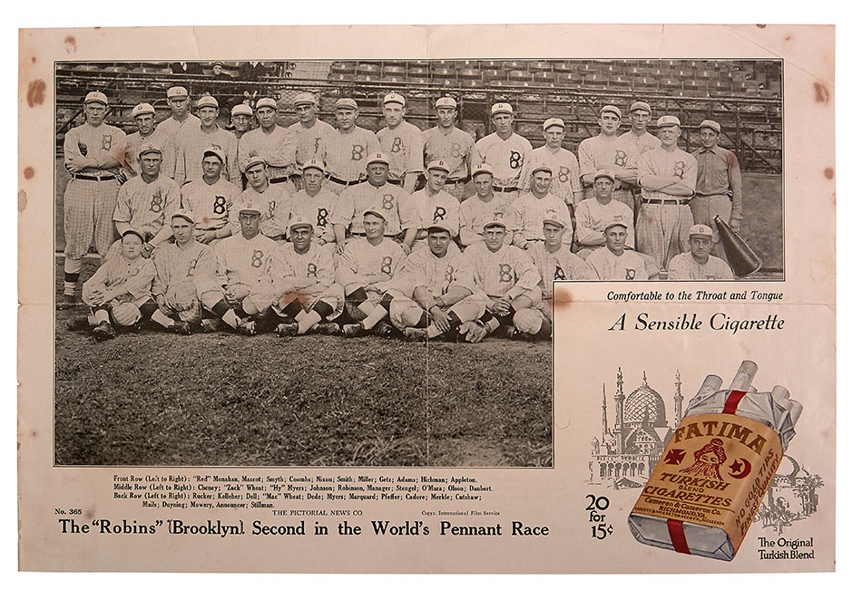 Jackie Robinson & Brooklyn Dodgers - 1916 Brooklyn Robins Fatima & Piedmont Cigarette Advertising Posters (2)