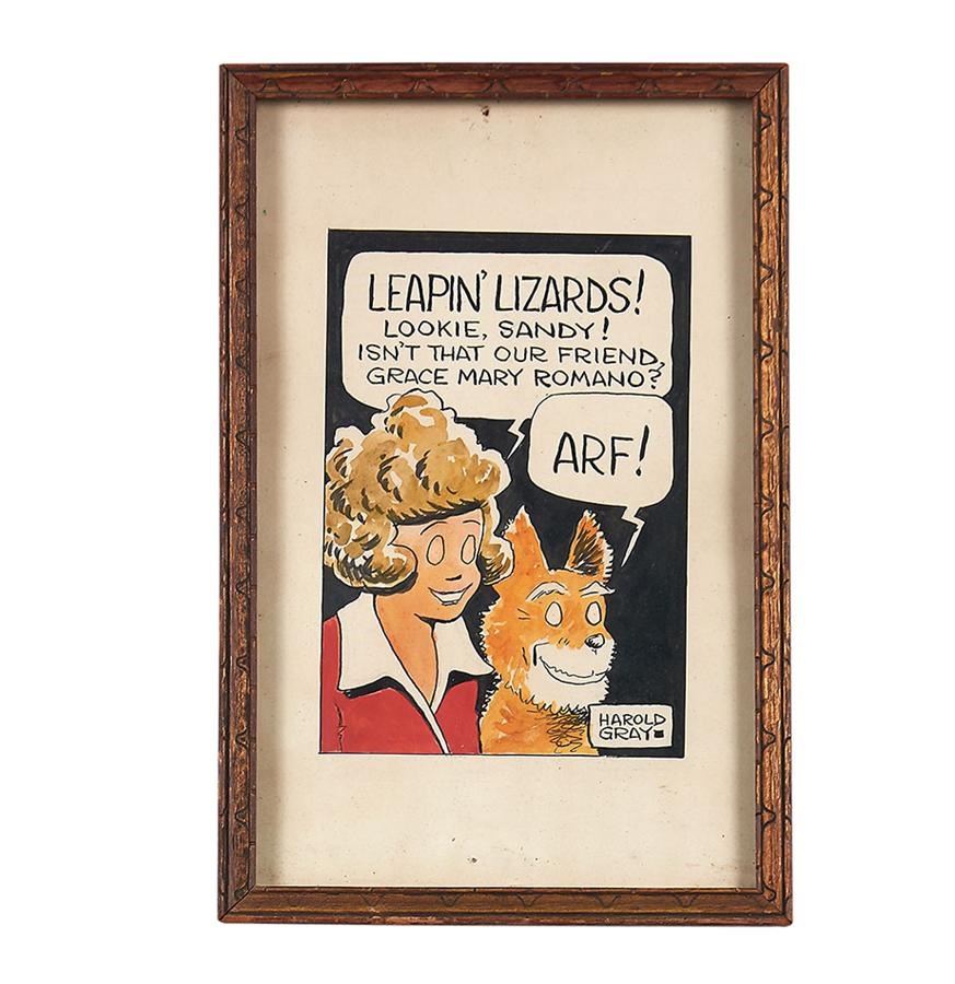 1930s Orphan Annie & Sandy Watercolor by Harold Gray