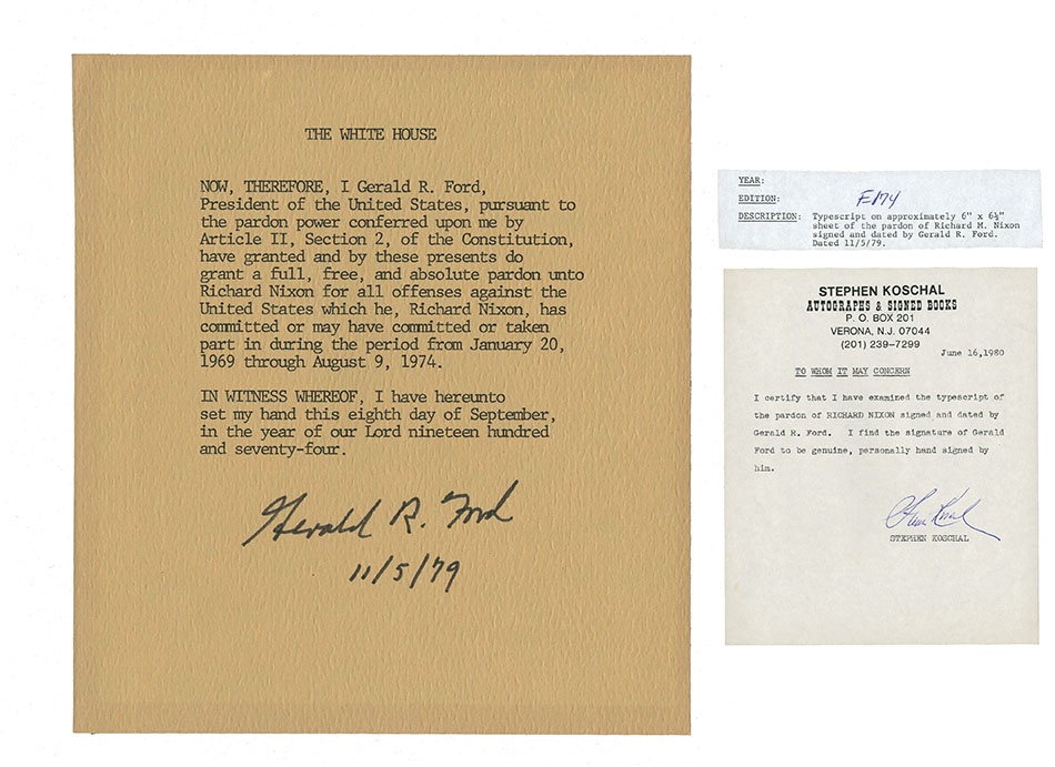President Gerald R. Ford Pardons President Nixon