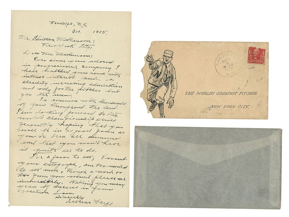 - Artistic Letter to Christy Mathewson Postmarked Simply "The World's Greatest Pitcher NYC"