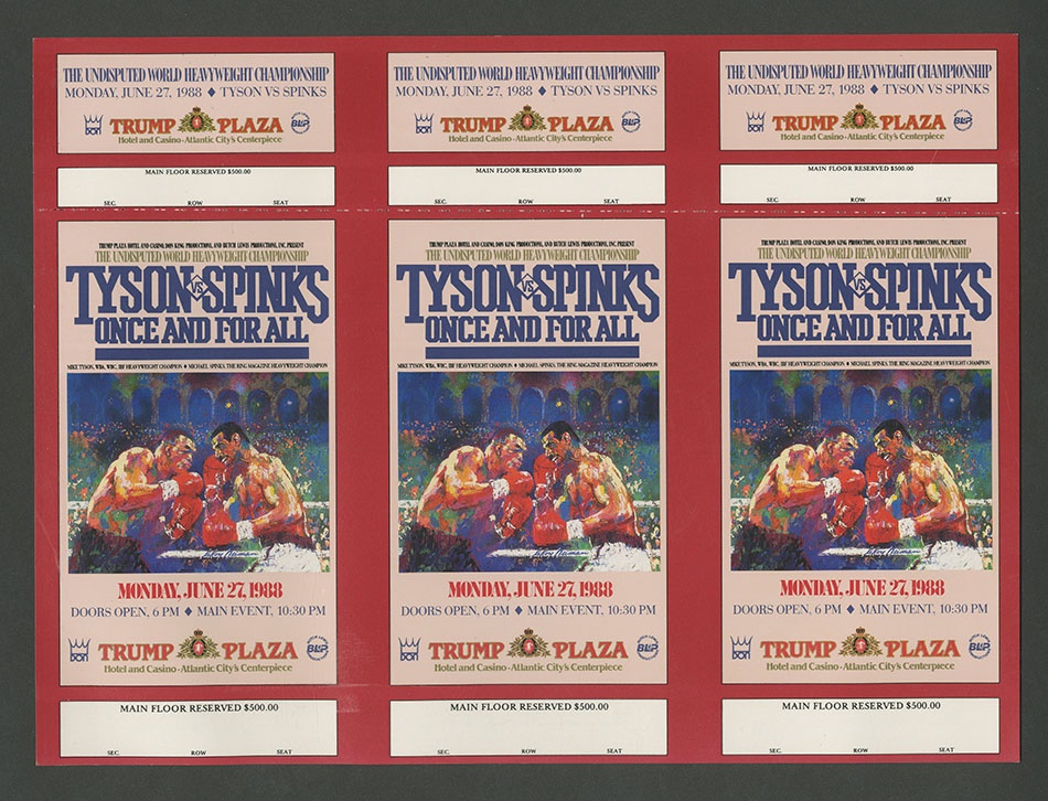 1988 Mike Tyson vs. Michael Spinks Uncut Strip of Three Proof Tickets