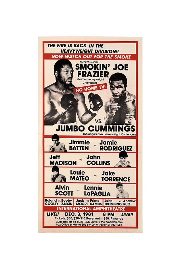 Muhammad Ali & Boxing - 1981 Joe Frazier vs. Jumbo Cummings On-Site Fight Poster-Joe's Last Fight