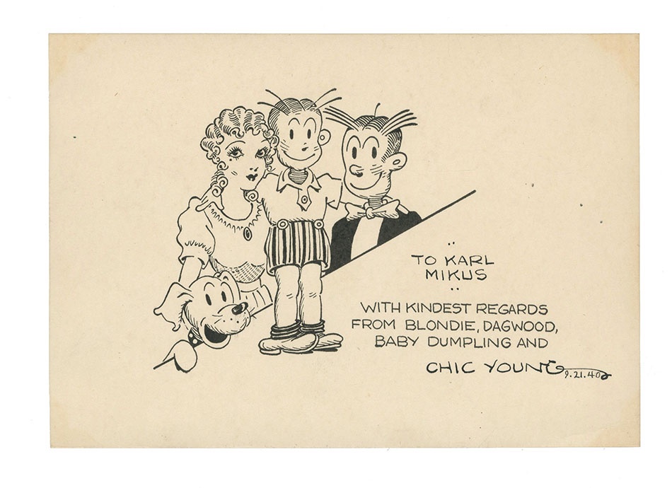 Rock And Pop Culture - 1940 Blondie Pen & Ink Drawing by Chic Young