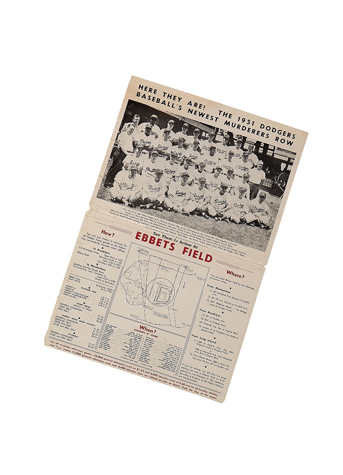 1951 Brooklyn Dodgers Advertising Schedule Poster