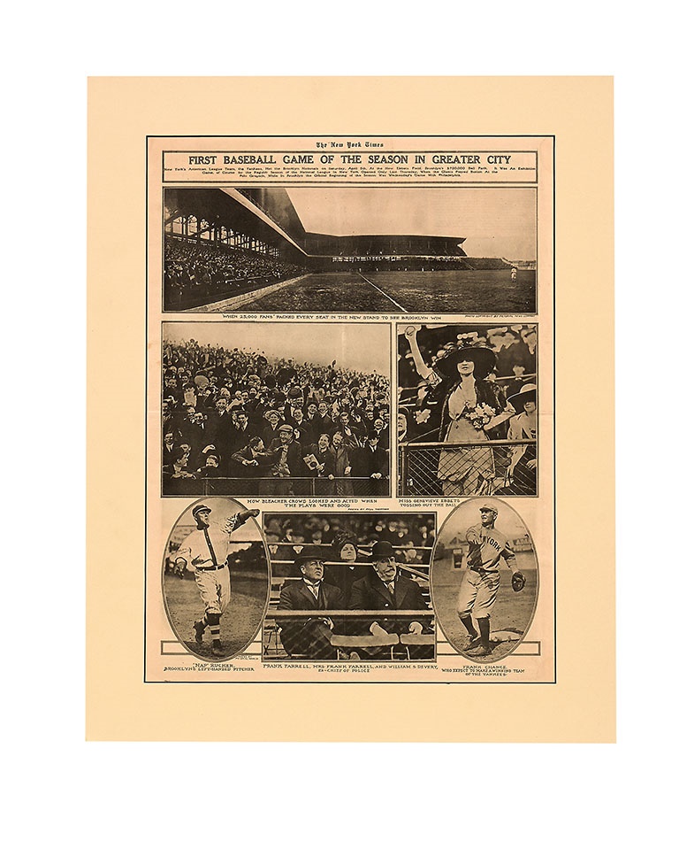 1913 First Ever Game at Ebbets Field Newspaper