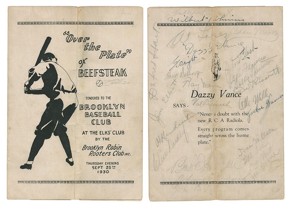1930 Brooklyn Dodgers Signed Banquet Program with Wilbert Robinson