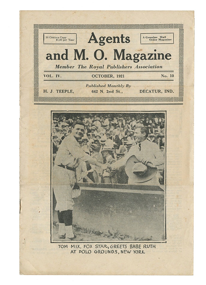 Ruth and Gehrig - Babe Ruth Greets Tom Mix at Polo Grounds Rare Trade Catalog