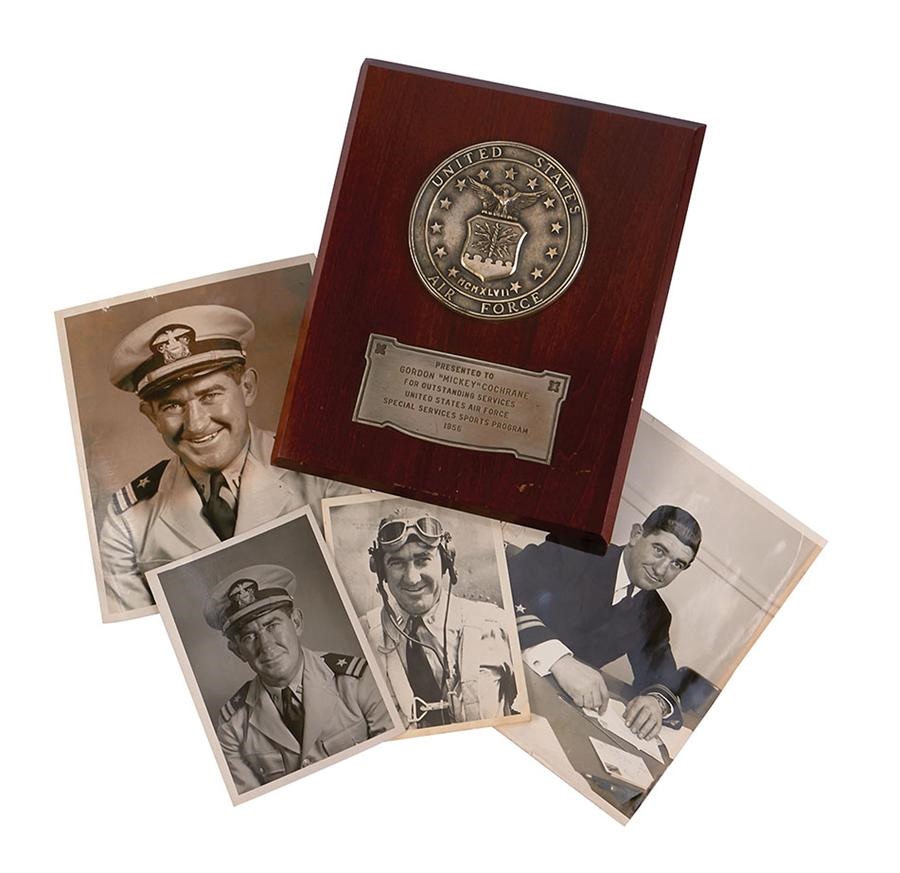 Mickey Cochrane Air Force Plaque and Navy Photographs