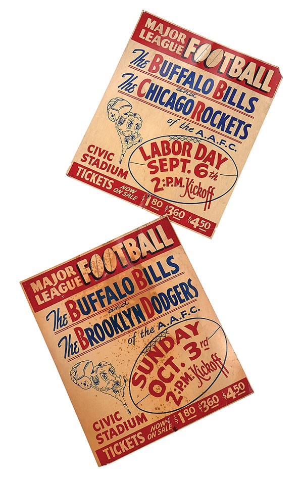 1948 Brooklyn Dodgers and Chicago Rockets vs. Buffalo Bills Broadsides (2)