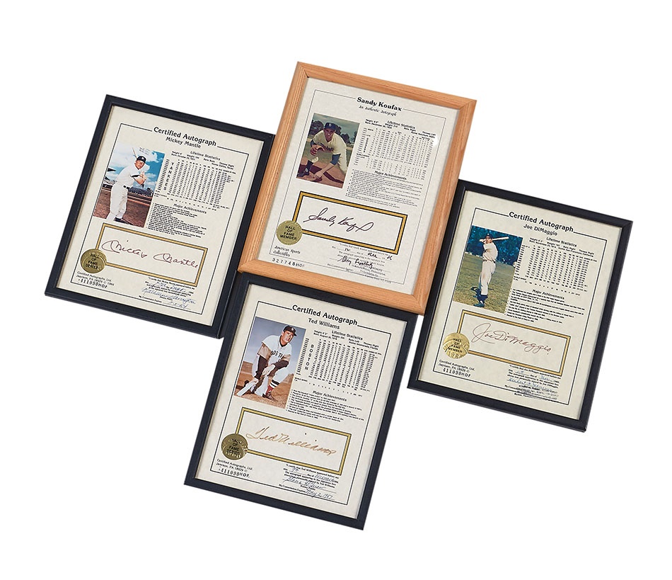 Baseball Autographs - Certified Autograph Collection Including Mantle, Williams, DiMaggio & Koufax (17)