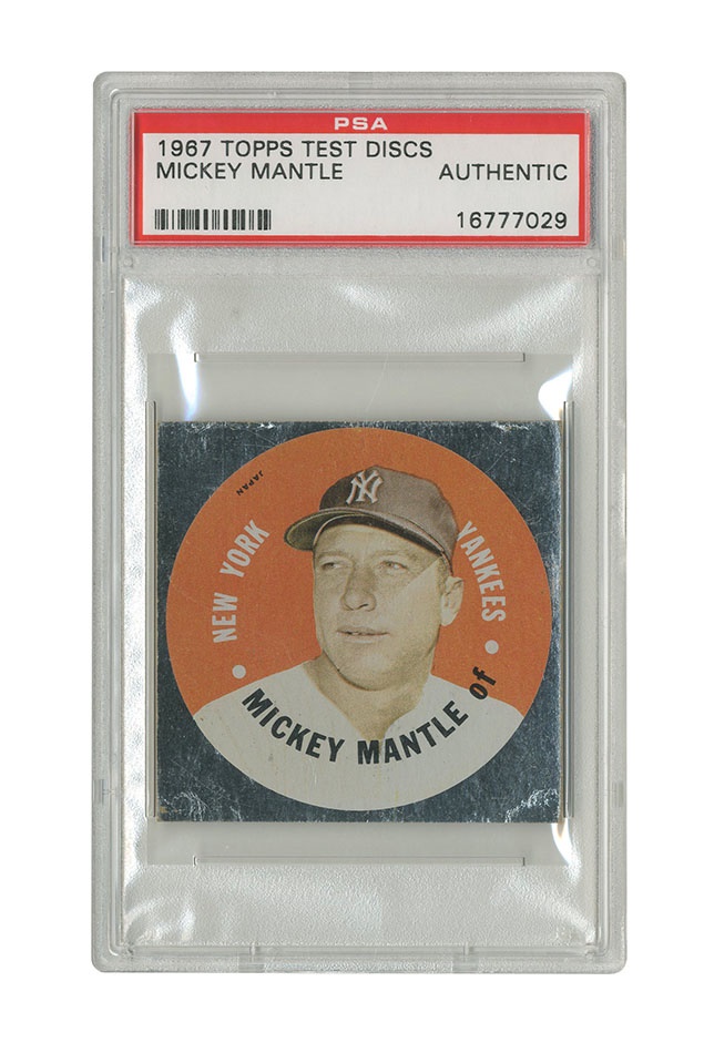 Sports and Non Sports Cards - Mickey Mantle 1967 Topps Test Disc (PSA A)