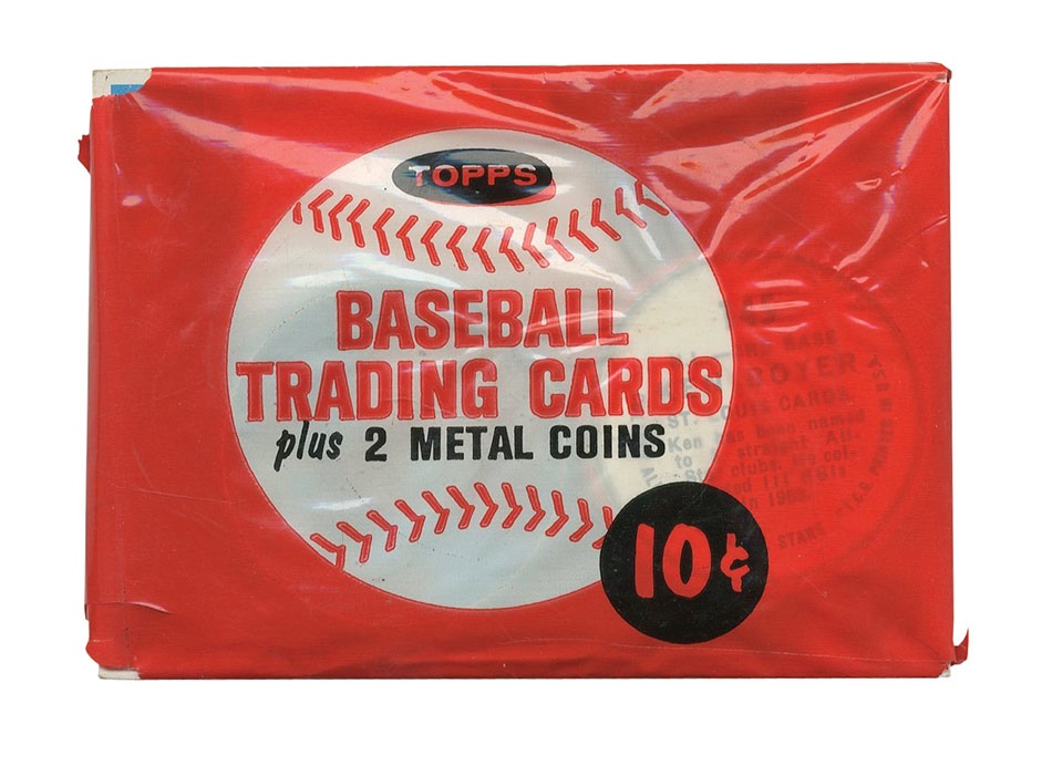 Vintage Unopened Packs - 1964 Topps Baseball Unopened Red Cello Pack 6th Series