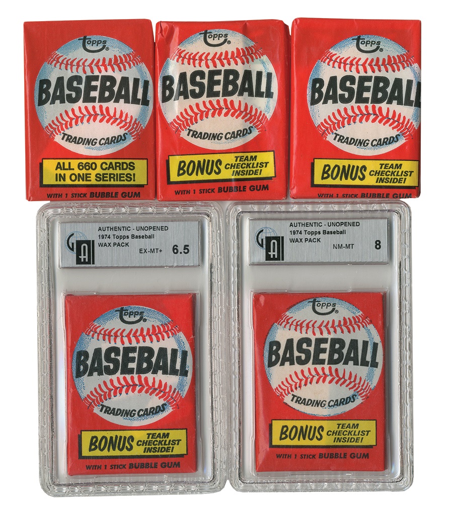 Vintage Unopened Packs - 1974 Topps Baseball Unopened Topps Wax Packs and Display Box (5)