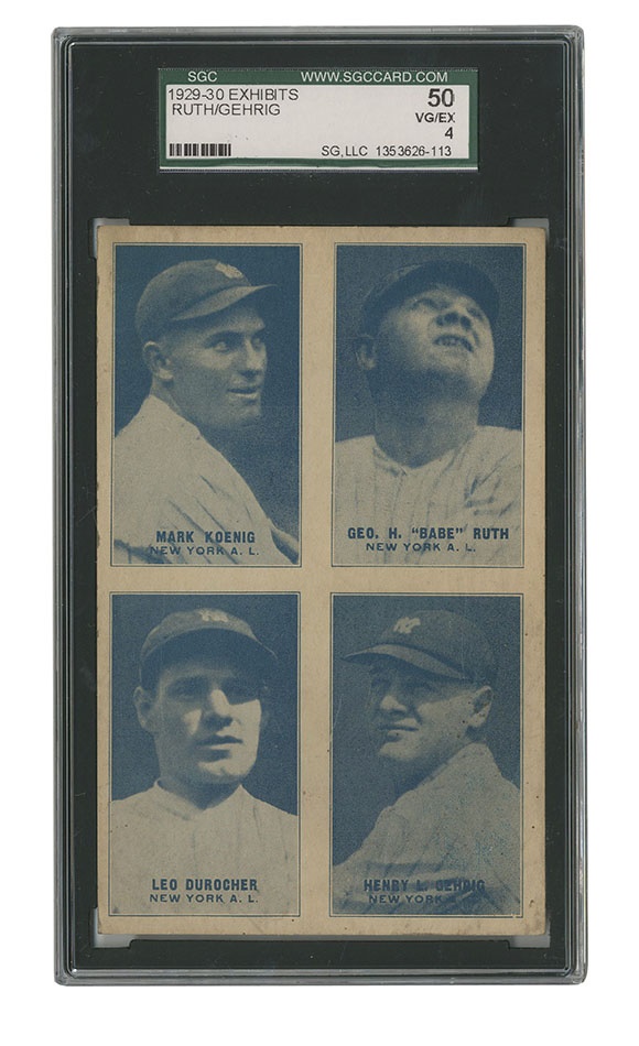 Sports and Non Sports Cards - 1929-30 Four-On-One Exhibit Card With Ruth & Gehrig Graded SGC 50 VG-EX 4