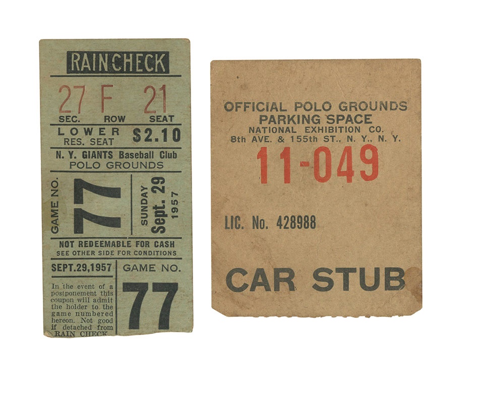 Last New York Giants Game At The Polo Grounds Ticket
