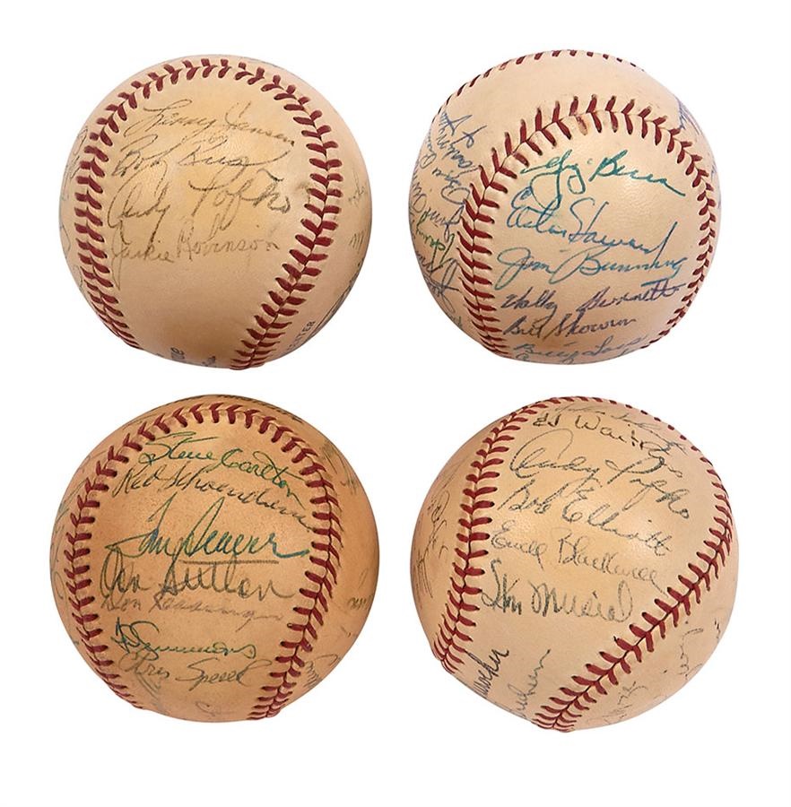 Red Schoendienst Collection Part II - Red Schoendienst's Personal All-Star Team Signed Baseballs (4)