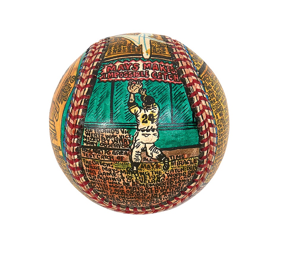 Exceptional Willie Mays "The Catch" Baseball by George Soznak
