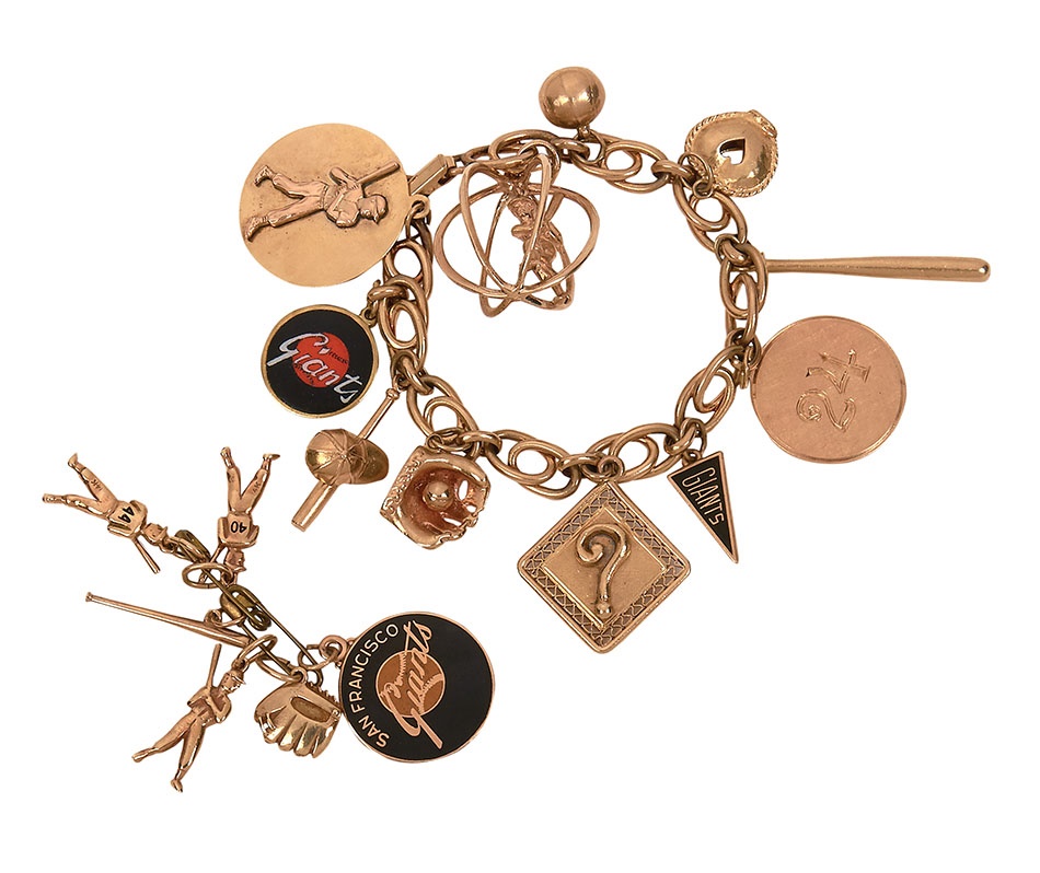 Baseball Rings and Awards - 1962 Willie Mays & SF Giants 14K Gold Charm Bracelet