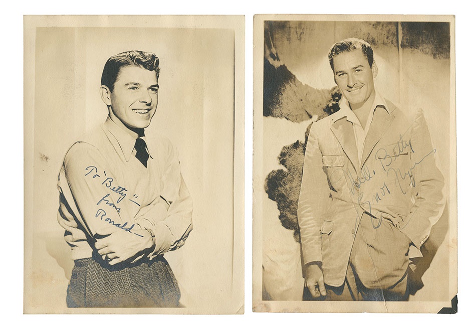 Rock And Pop Culture - Ronald Reagan & Errol Flynn Vintage Signed Photos (2)