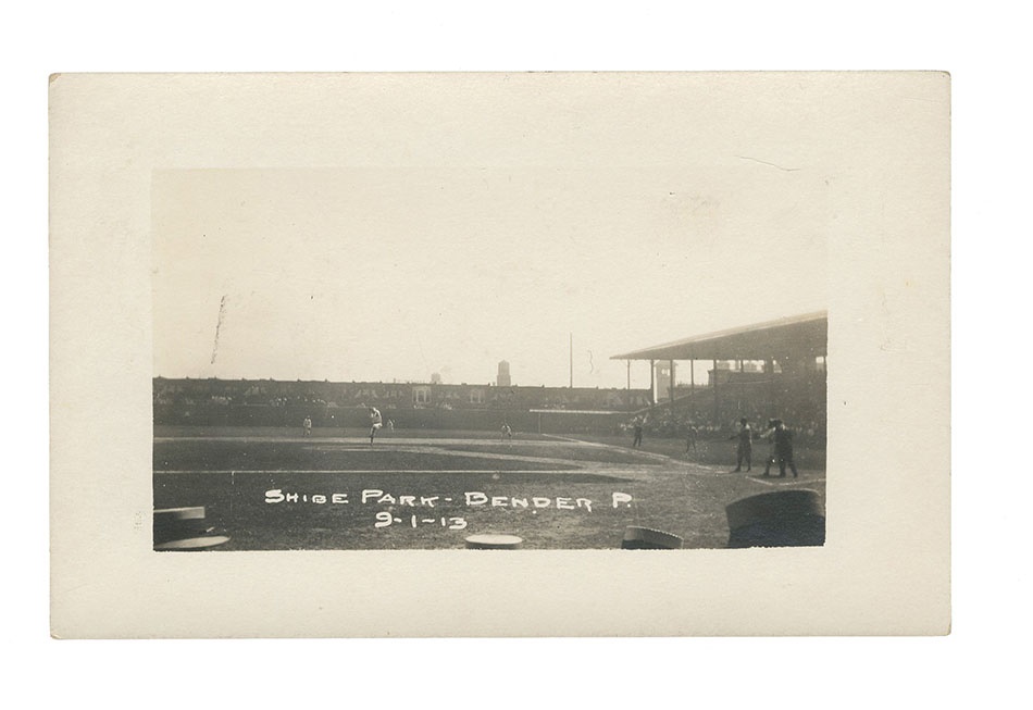 Baseball Memorabilia - Chief Bender 1913 Shibe Park Real Photo Postcard