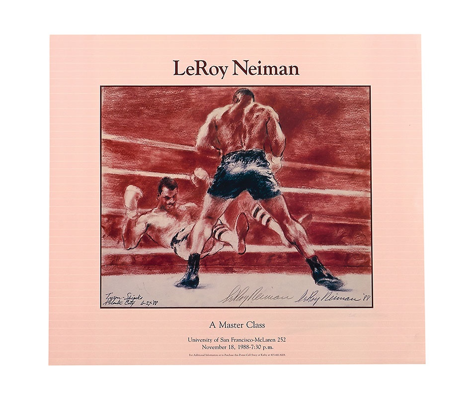 Pair of Mike Tyson Vs. Michael Spinks Related Prints Both Signed By LeRoy Neiman