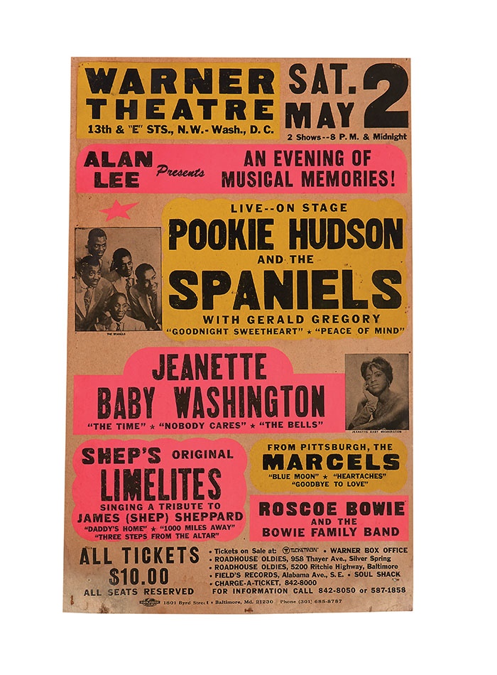 Rock 'N' Roll - 1970 The Spaniels, Jeanette Baby Washington, Limelites & More Concert Poster