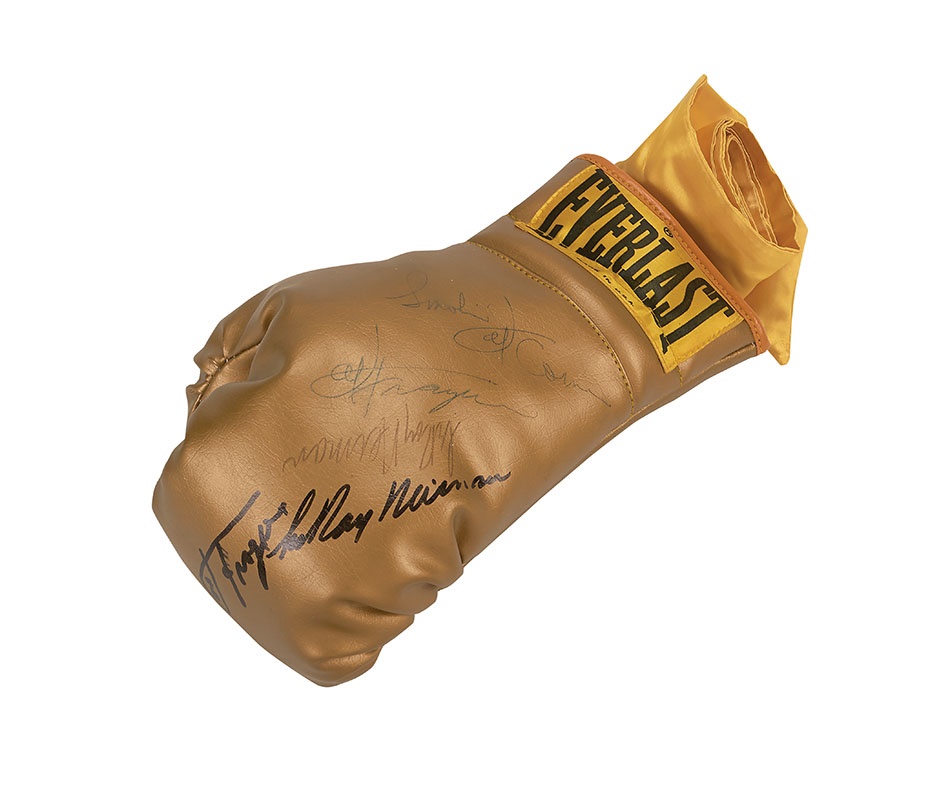 The Neiman Collector - Joe Frazier & LeRoy Neiman Boxing Glove Signed Multiple TImes